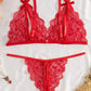 Sexy Floral Lace Exposed Breast Bra and Crotchless Thong Panty Set