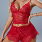 Sexy Lace Tulle Pajamas Three-piece Set