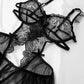 Sexy Lace Mesh Open Crotch Hollow Back One-piece Pajamas