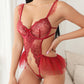 Sexy Lace Mesh Open Crotch Hollow Back One-piece Pajamas
