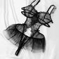 Sexy Lace Mesh Open Crotch Hollow Back One-piece Pajamas