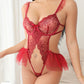 Sexy Lace Mesh Open Crotch Hollow Back One-piece Pajamas