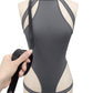 Sexy Halterneck Open-crotch Bodysuit with Stockings and Leash
