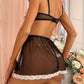 Lace Mesh Stitching See-through Sexy Maid Uniform Suit
