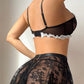Sexy See-Through Lace Underwire Bra Maid Costume Cosplay Set