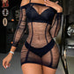 Halloween Cosplay Sexy Spider Web Hollow Long Sleeve Dress