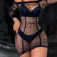 Halloween Cosplay Sexy Spider Web Hollow Long Sleeve Dress