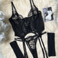 Sexy Mesh Flower Embroidered See-through Suit