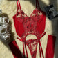 Sexy Mesh Flower Embroidered See-through Suit