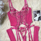 Sexy Mesh Flower Embroidered See-through Suit