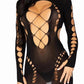 Sexy Fishnet Long-sleeved Backless Hollow Stretch Hip Dress