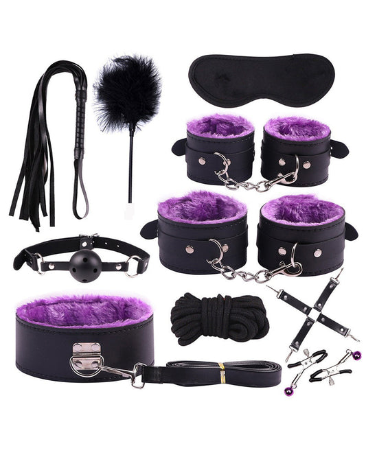 SM Sexy Plush Leather Bondage 10-Piece Set