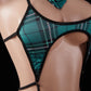 Sexy Cosplay Plaid Hollow Bodysuit Set
