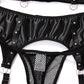 Sexy PU Leather Fishnet See-through Pajamas Set