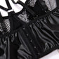 Sexy PU Leather Fishnet See-through Pajamas Set