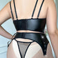 Sexy PU Leather Fishnet See-through Pajamas Set