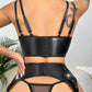 Sexy PU Leather Fishnet See-through Pajamas Set