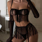 Sexy Lace See-through Tassel Hollow Underwear Set