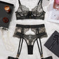 See-through Embroidered Lace Body-shaping Sexy Underwear Set