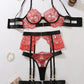 See-through Embroidered Lace Body-shaping Sexy Underwear Set