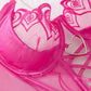 Heart Embroidered See-Through Cross Strap Sexy Shaping Underwear Set