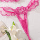 Heart Embroidered See-Through Cross Strap Sexy Shaping Underwear Set