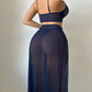 Sexy See-through Mesh High-slit Long Skirt Pajama Set