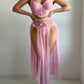 Sexy See-through Mesh High-slit Long Skirt Pajama Set