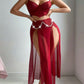 Sexy See-through Mesh High-slit Long Skirt Pajama Set