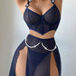 Sexy See-through Mesh High-slit Long Skirt Pajama Set