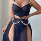 Sexy See-through Mesh High-slit Long Skirt Pajama Set