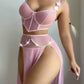 Sexy See-through Mesh High-slit Long Skirt Pajama Set