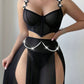 Sexy See-through Mesh High-slit Long Skirt Pajama Set