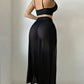Sexy See-through Mesh High-slit Long Skirt Pajama Set
