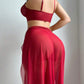 Sexy See-through Mesh High-slit Long Skirt Pajama Set