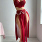 Sexy See-through Mesh High-slit Long Skirt Pajama Set