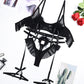 Plush Ball Pleated Skirt See-through Mesh Sexy Underwear Set