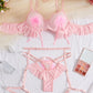 Plush Ball Pleated Skirt See-through Mesh Sexy Underwear Set