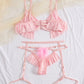 Plush Ball Pleated Skirt See-through Mesh Sexy Underwear Set