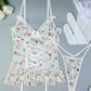 Floral Lace Stitching Stretch Mesh Sexy Pajamas and Stockings Set