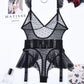 Sexy Polka Dot Mesh Bodysuit with Halter Neck Waist and Leg Rings