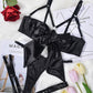 Bowknot Hollow Sexy Three-piece Suit with Steel Ring