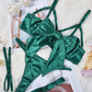Bowknot Hollow Sexy Three-piece Suit with Steel Ring