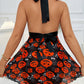 Deep V Halterneck Lace Sexy Mesh Halloween Christmas Print Nightdress