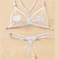 Women's Three-point Sexy Hollow Pearl Massage Underwear Set