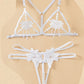Women's Three-point Sexy Hollow Pearl Massage Underwear Set