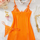 Christmas Lace Bow V-Neck Suspender Nightdress