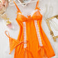 Christmas Lace Bow V-Neck Suspender Nightdress