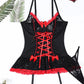 Sexy Lace Cross-strap Bowknot Colorblock Lingerie Set