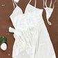 Sexy Ice Silk Satin Deep V Suspender Nightdress